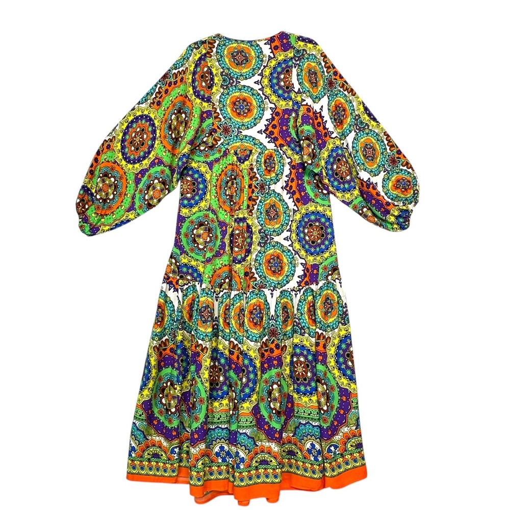 ValeWoman Dress L Boho Mandala Maxi Turkish Festival Vibe Psychedelic Maximalist - Picture 11 of 12